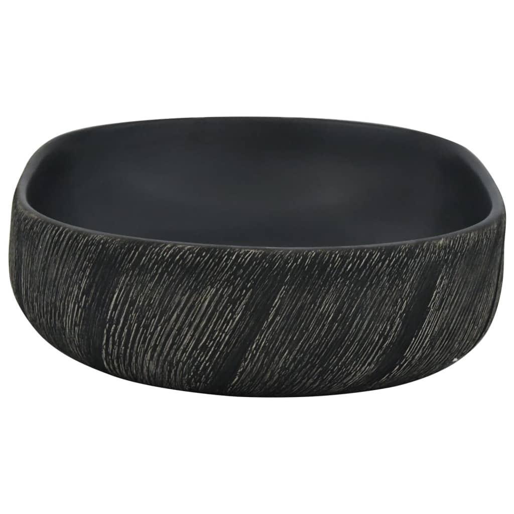 Lavatório de bancada oval 59x40x14 cm cerâmica preto