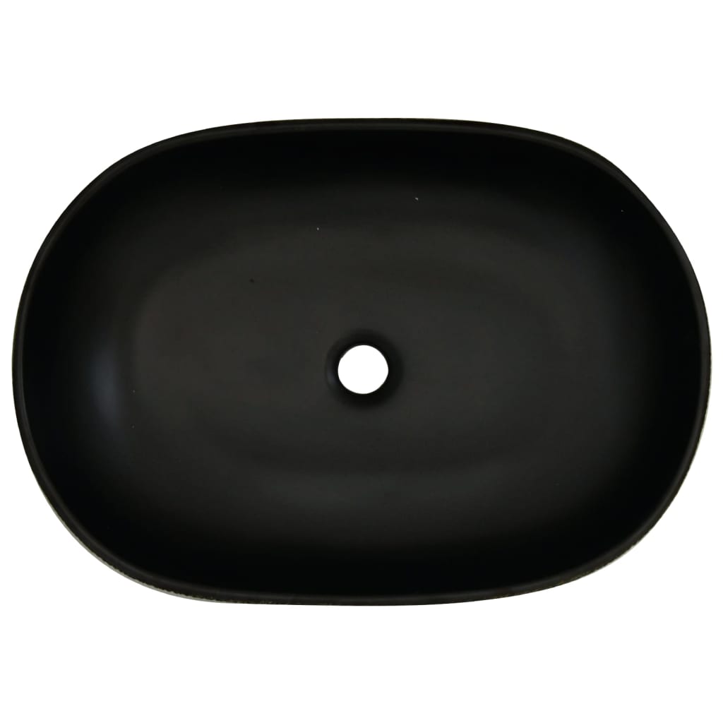 Lavatório de bancada oval 59x40x14 cm cerâmica preto