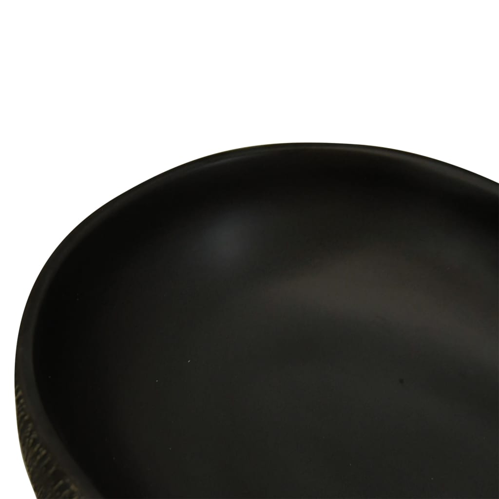 Lavatório de bancada oval 59x40x14 cm cerâmica preto