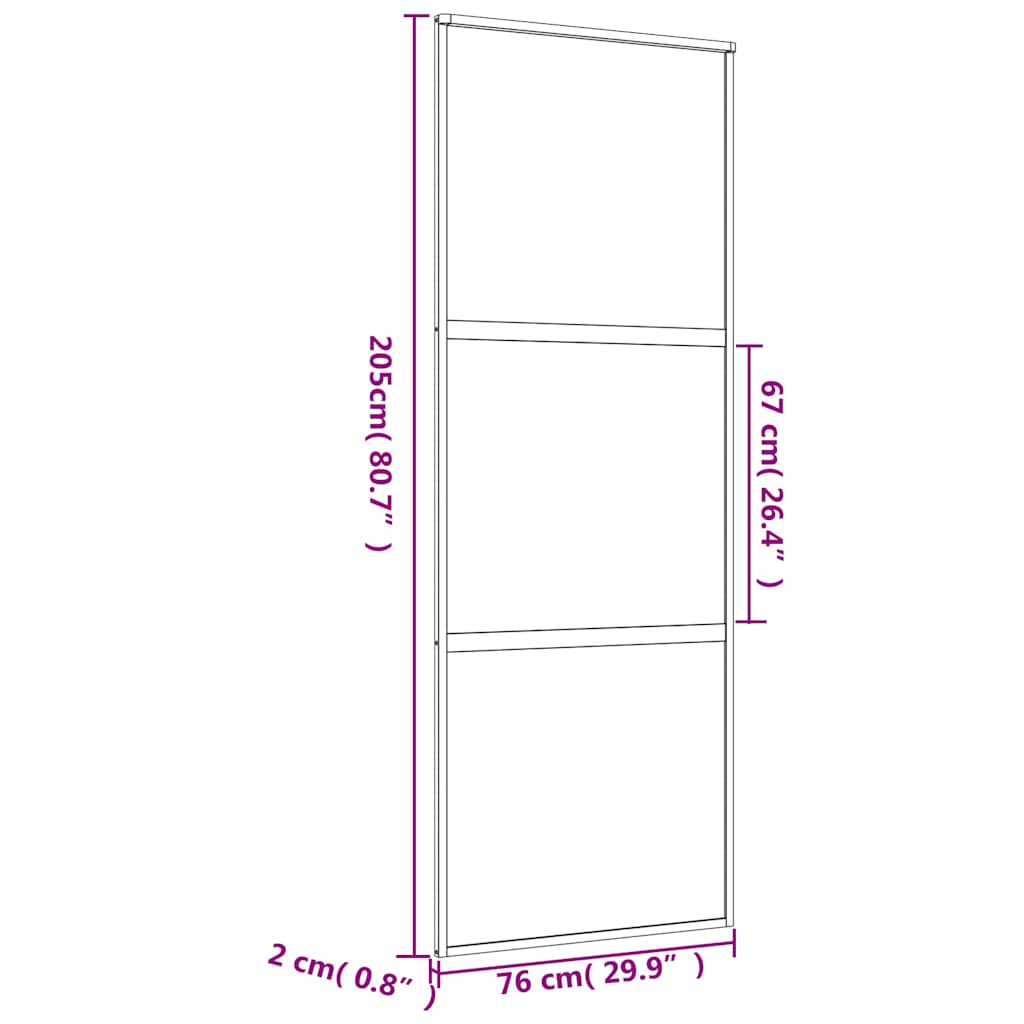 Porta deslizante 76x205 cm vidro ESG/alumínio dourado