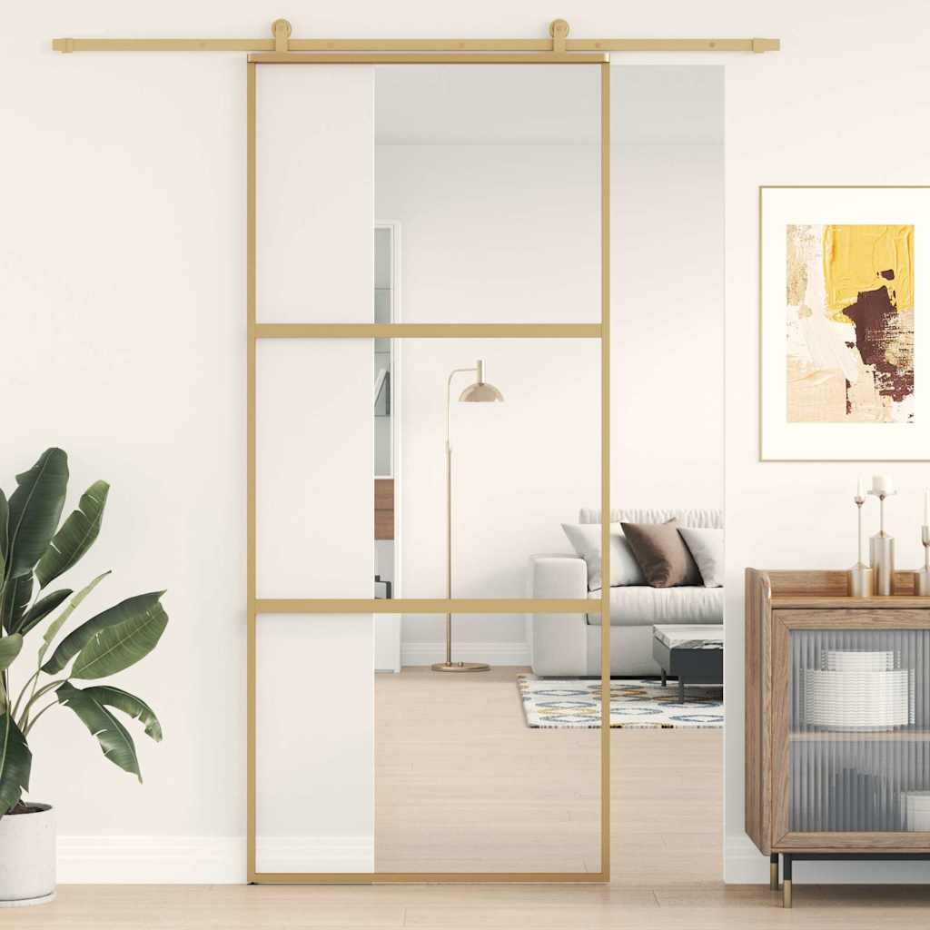 Porta deslizante 76x205 cm vidro ESG/alumínio dourado