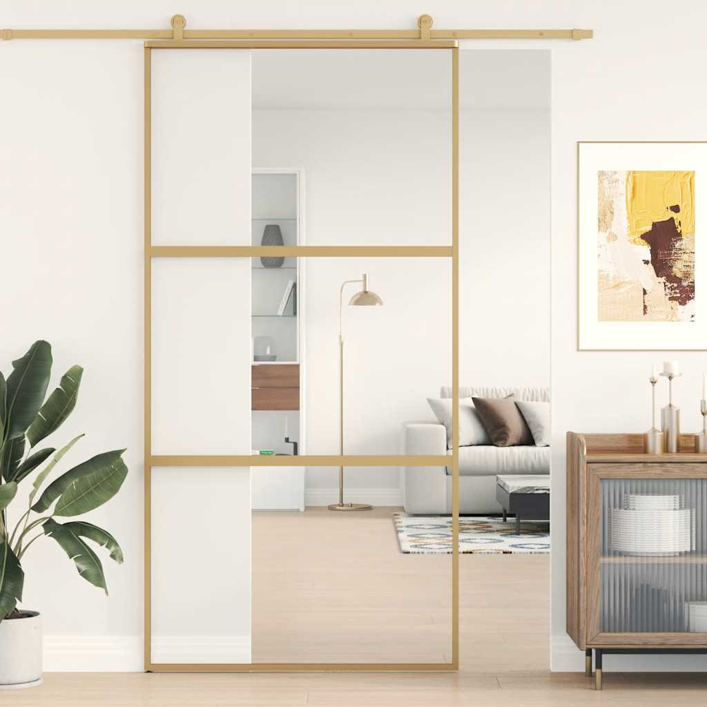 Porta deslizante 76x205 cm vidro ESG/alumínio dourado