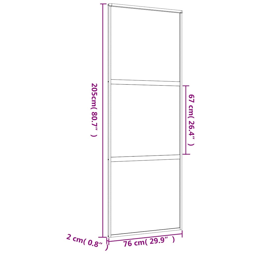 Porta deslizante 102,5x205 cm vidro ESG fosco/alumínio dourado