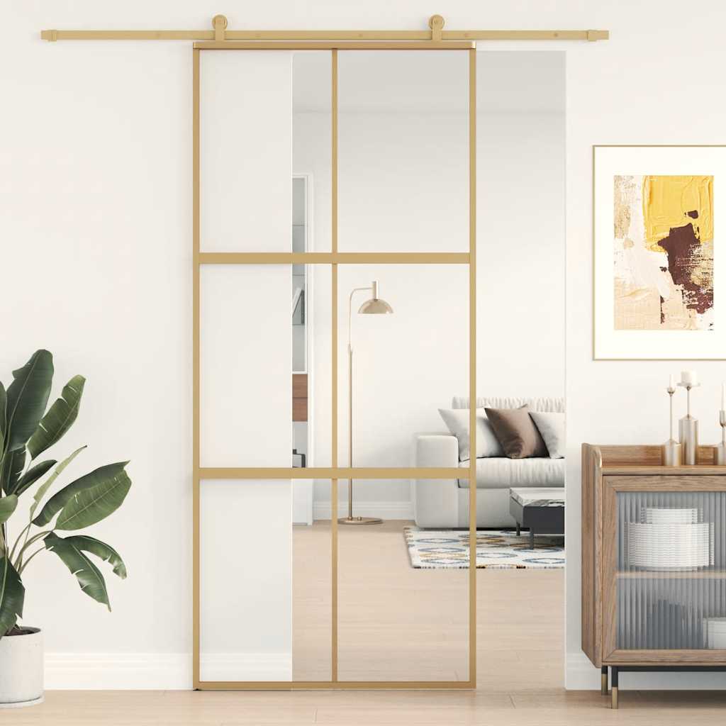 Porta deslizante 76x205 cm vidro ESG/alumínio dourado