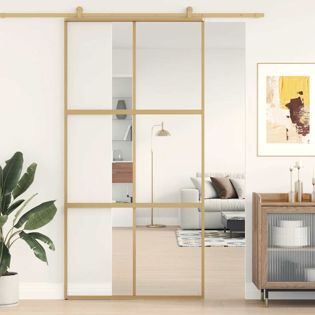 Porta deslizante 76x205 cm vidro ESG/alumínio dourado