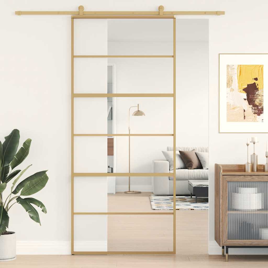 Porta deslizante 76x205 cm vidro ESG/alumínio dourado