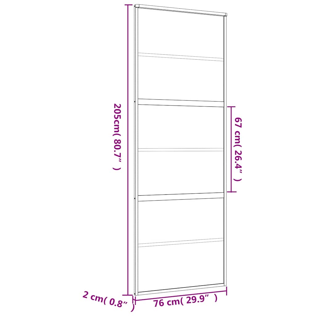Porta deslizante 102,5x205 cm vidro ESG fosco/alumínio dourado