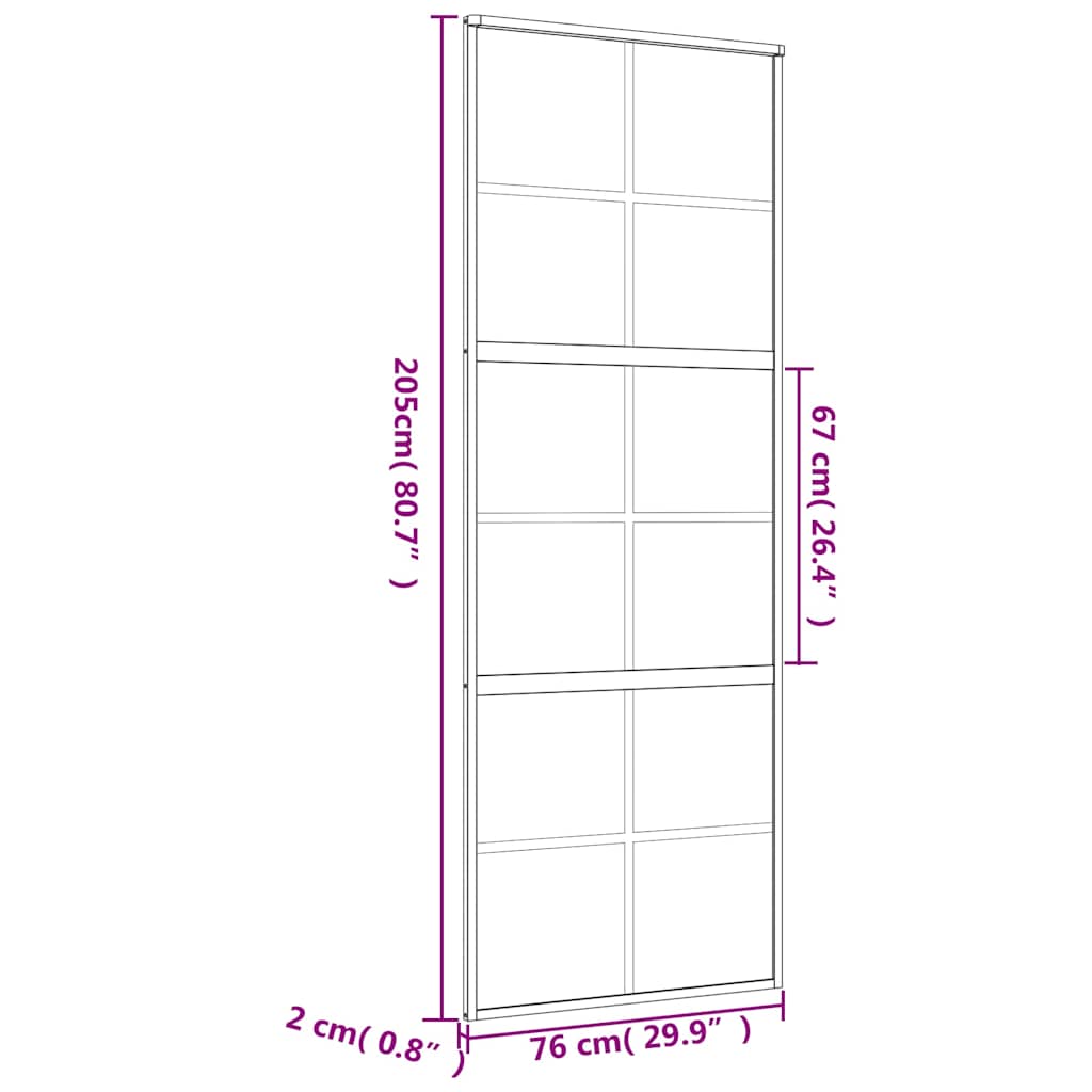 Porta deslizante 76x205 cm vidro ESG/alumínio dourado