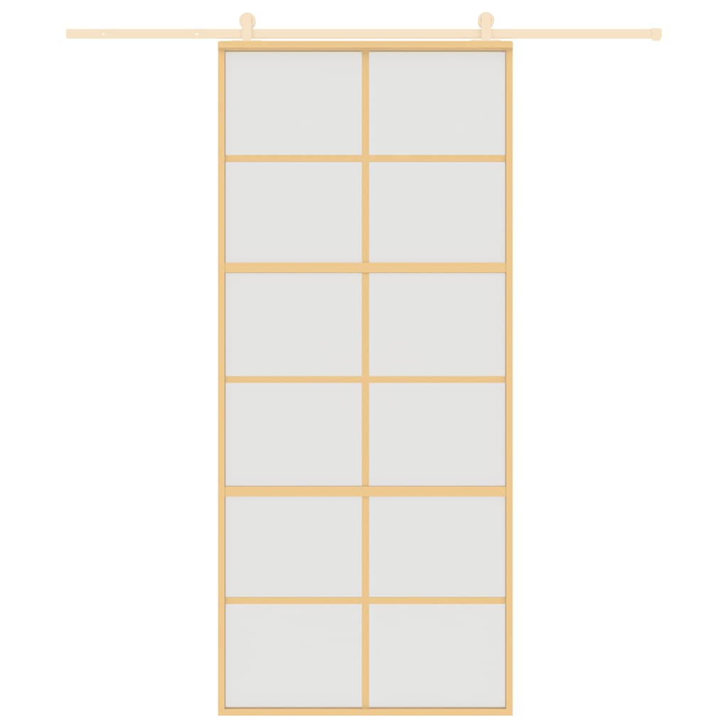 Porta deslizante 102,5x205 cm vidro ESG fosco/alumínio dourado