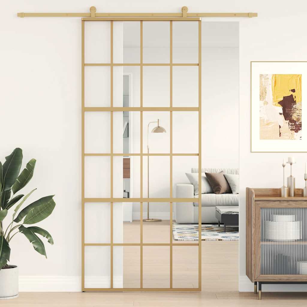 Porta deslizante 76x205 cm vidro ESG/alumínio dourado