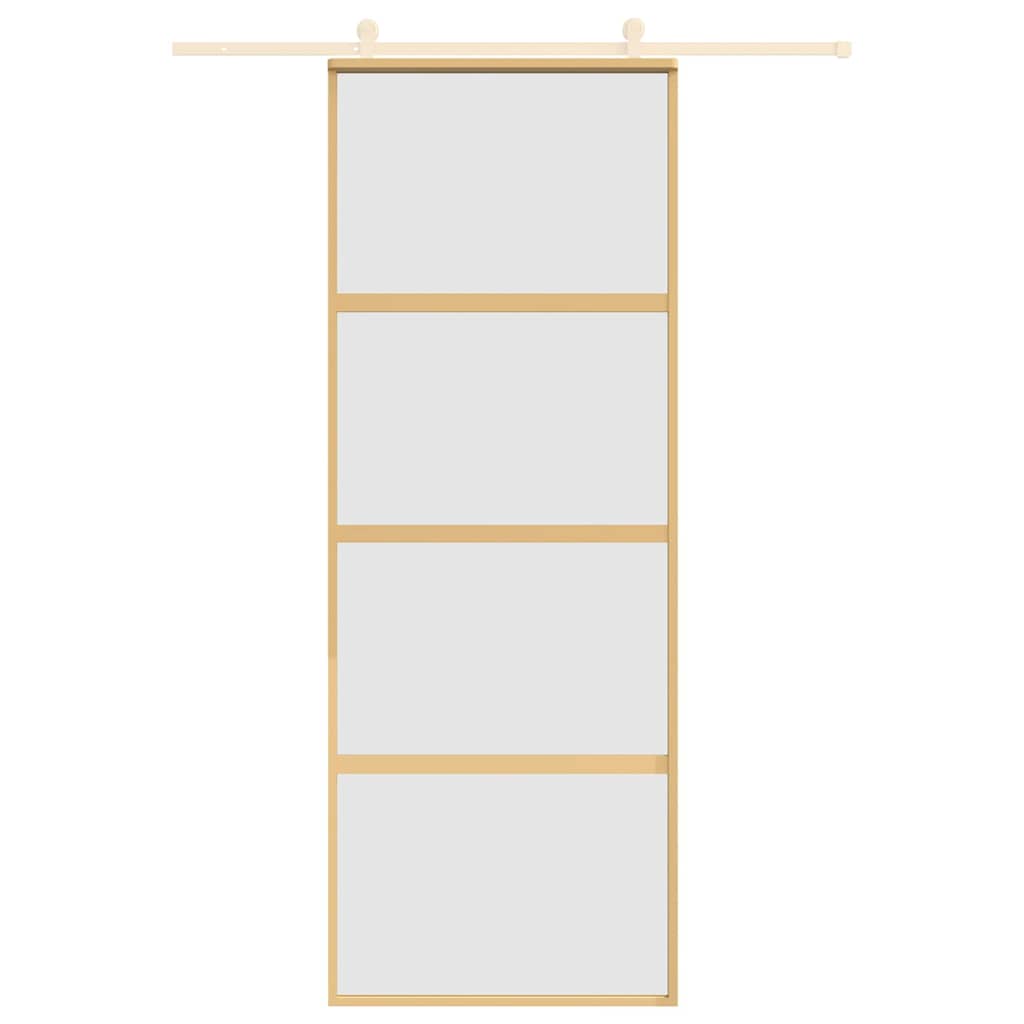 Porta deslizante 90x205 cm vidro ESG fosco/alumínio dourado