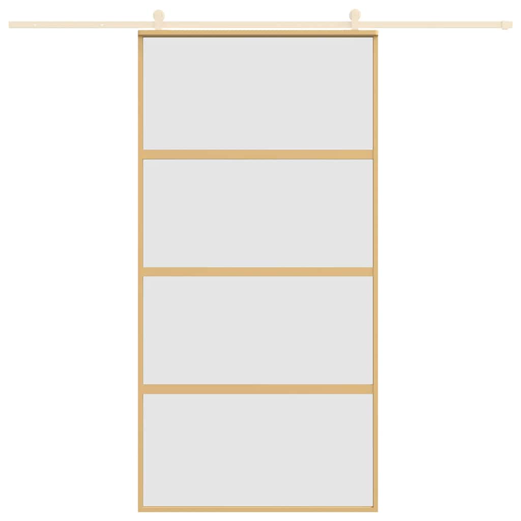 Porta deslizante 90x205 cm vidro ESG fosco/alumínio dourado
