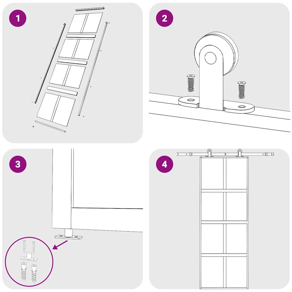 Porta deslizante 90x205 cm vidro ESG fosco/alumínio dourado
