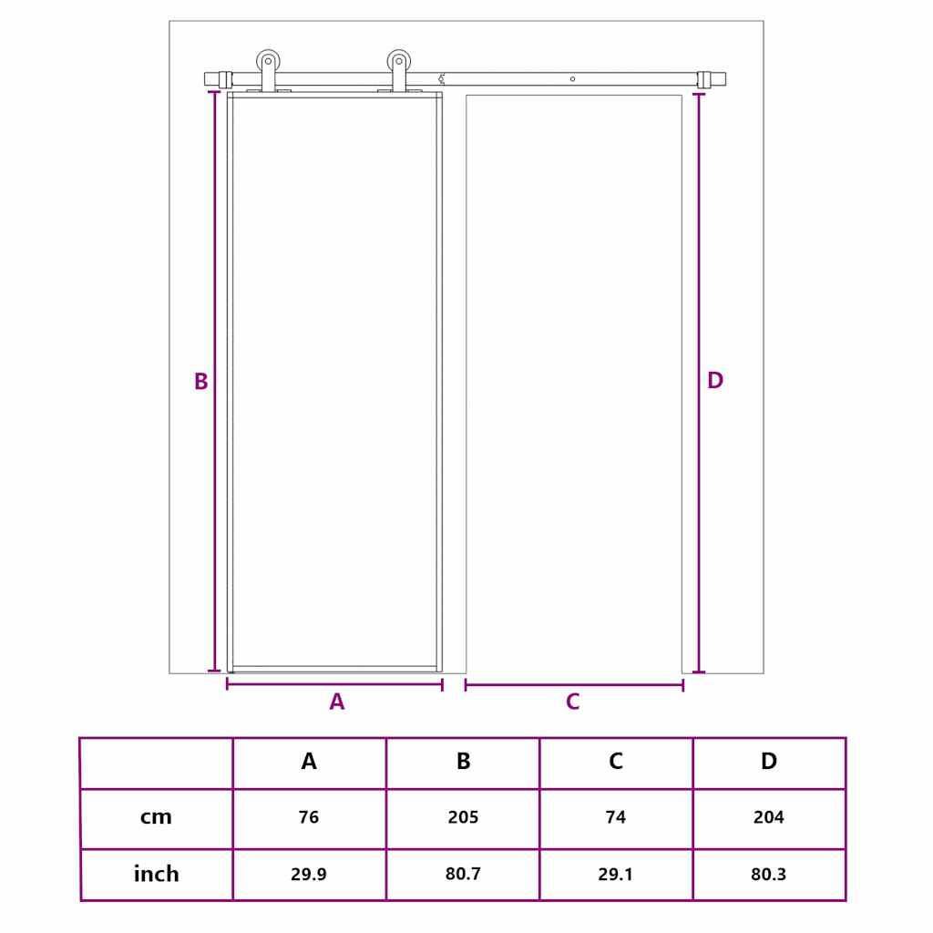 Porta deslizante 90x205 cm vidro ESG fosco/alumínio dourado