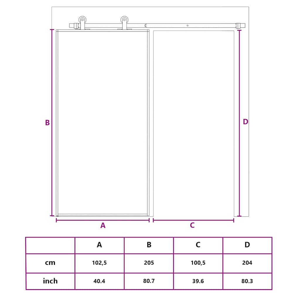 Porta deslizante 90x205 cm vidro ESG fosco/alumínio dourado