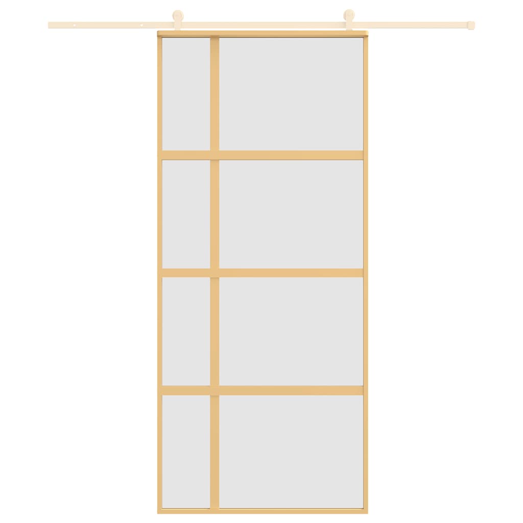 Porta deslizante 90x205 cm vidro ESG fosco/alumínio dourado