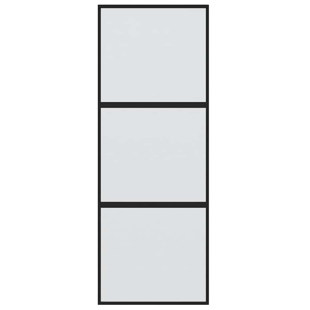 Porta deslizante 76x205 cm vidro temperado e alumínio preto
