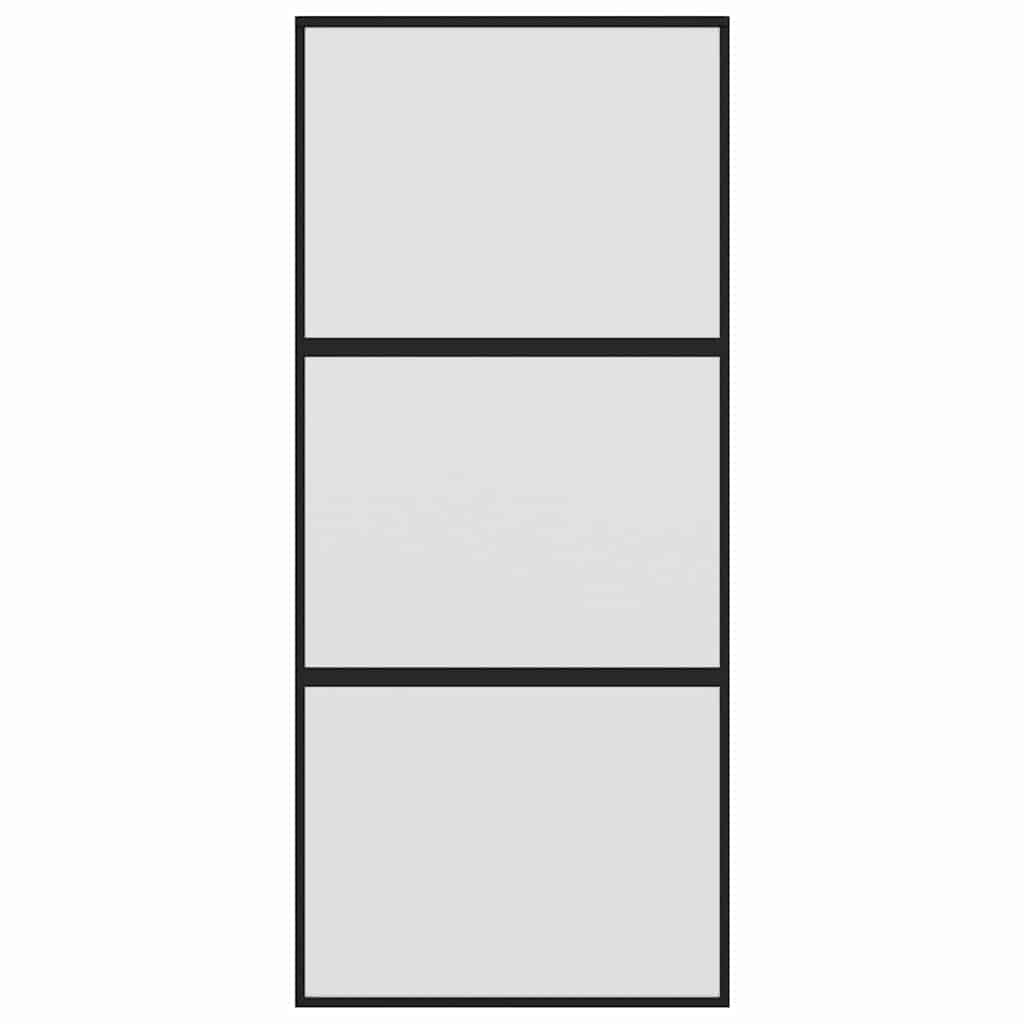 Porta deslizante 76x205 cm vidro temperado e alumínio preto