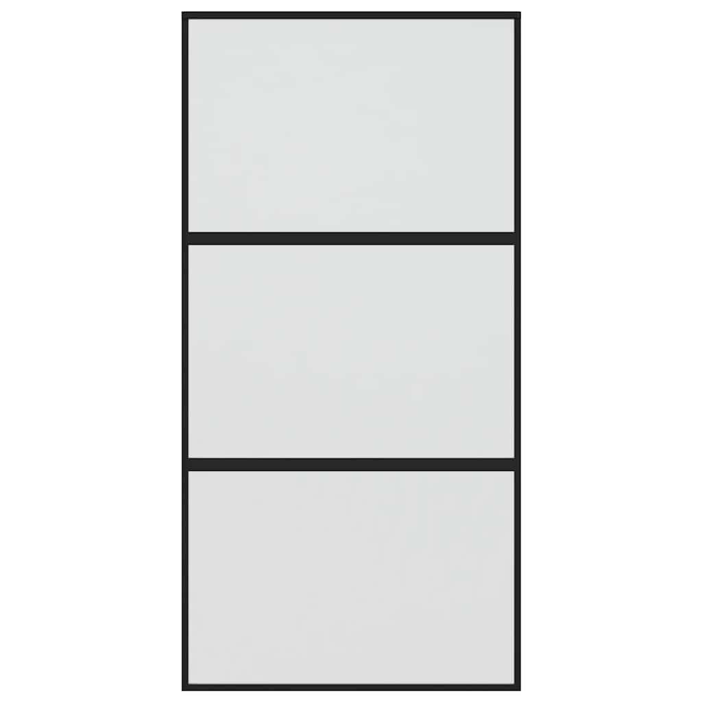Porta deslizante 76x205 cm vidro temperado e alumínio preto
