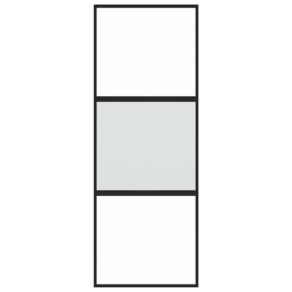 Porta deslizante 90x205 cm vidro temperado e alumínio preto