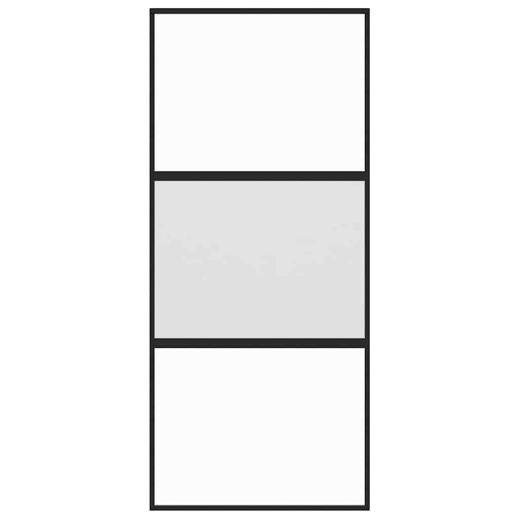 Porta deslizante 90x205 cm vidro temperado e alumínio preto