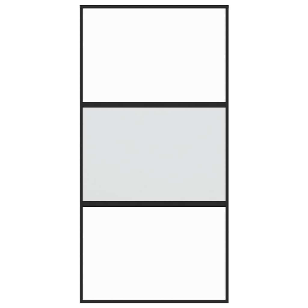 Porta deslizante 90x205 cm vidro temperado e alumínio preto