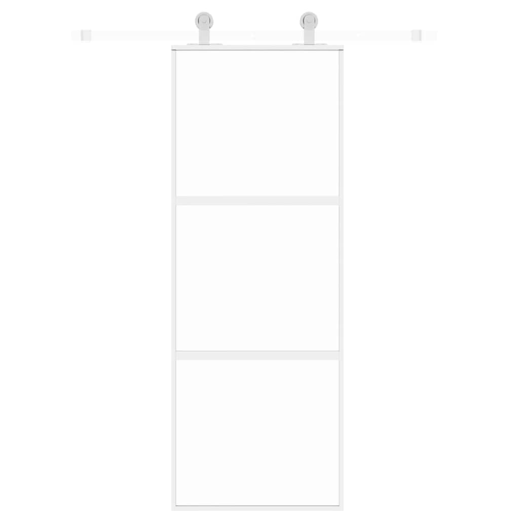 Porta deslizante 90x205 cm vidro temperado e alumínio branco