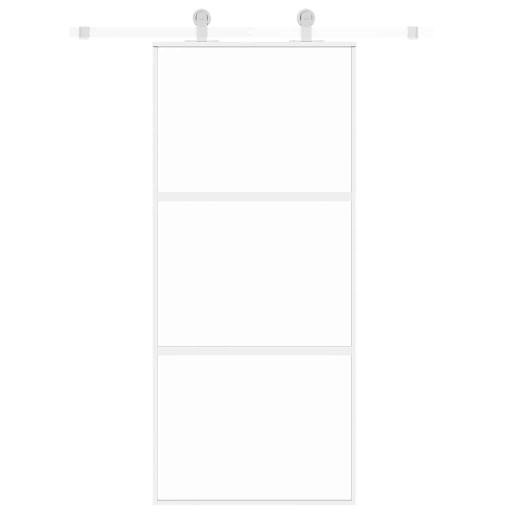 Porta deslizante 90x205 cm vidro temperado e alumínio branco