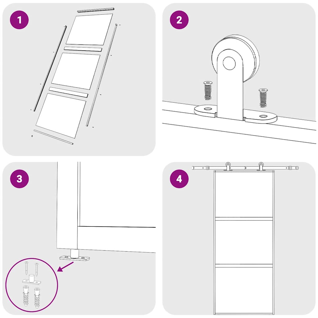 Porta deslizante 90x205 cm vidro temperado e alumínio branco