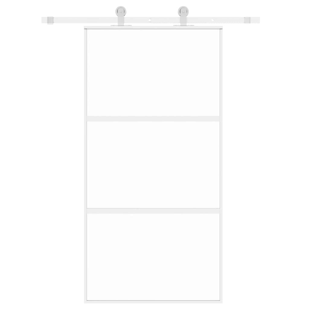 Porta deslizante 90x205 cm vidro temperado e alumínio branco