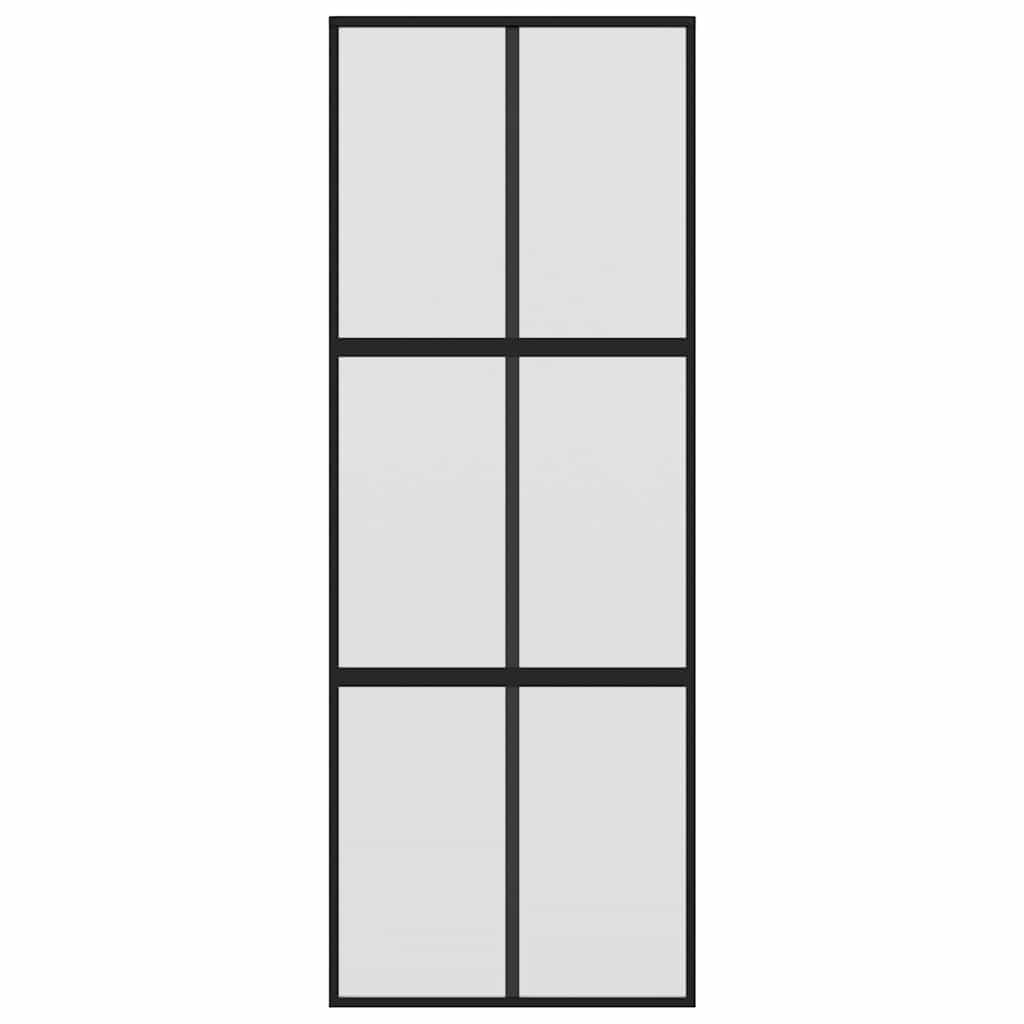 Porta deslizante 76x205 cm vidro temperado e alumínio preto