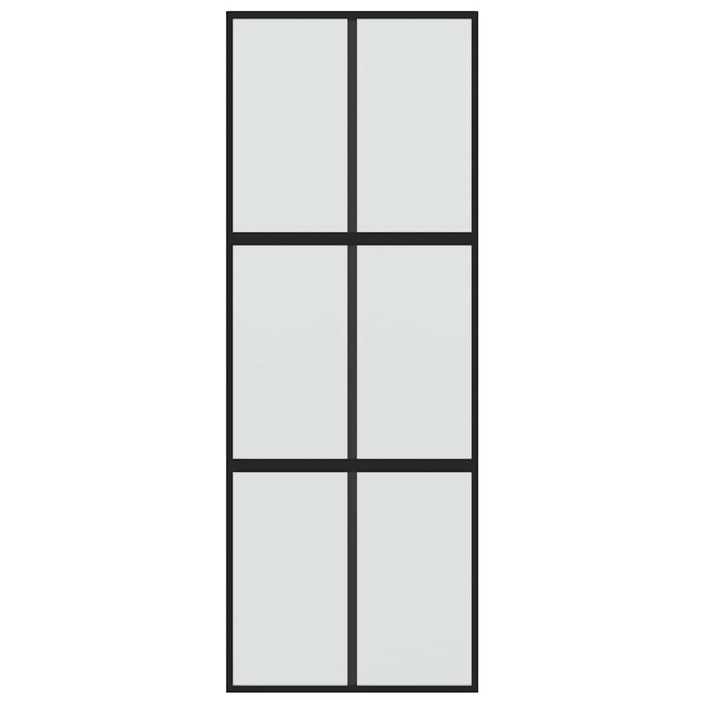 Porta deslizante 76x205 cm vidro temperado e alumínio preto