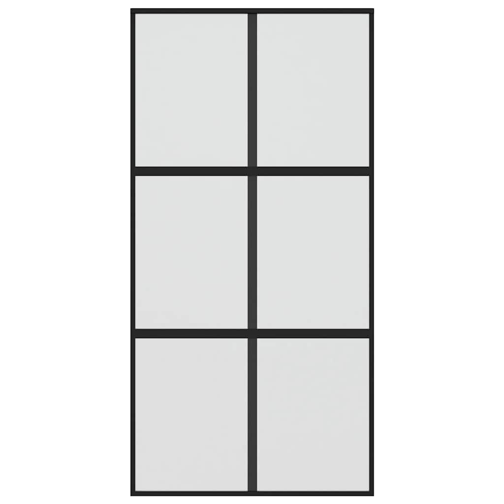 Porta deslizante 76x205 cm vidro temperado e alumínio preto