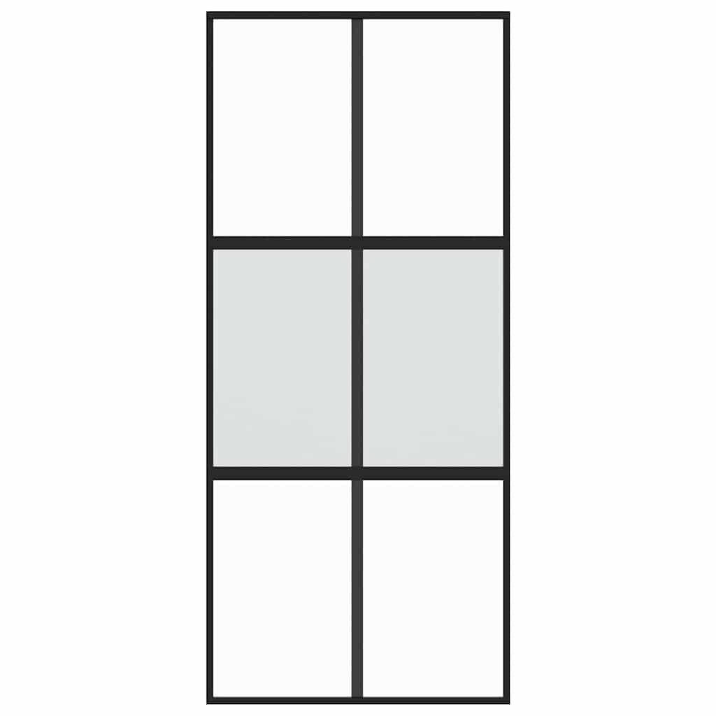 Porta deslizante 90x205 cm vidro temperado e alumínio preto