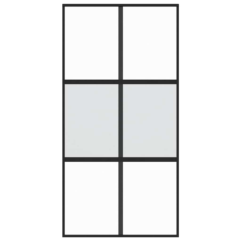 Porta deslizante 90x205 cm vidro temperado e alumínio preto