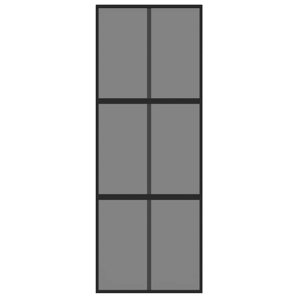 Porta deslizante 102,5x205 cm vidro temperado e alumínio preto