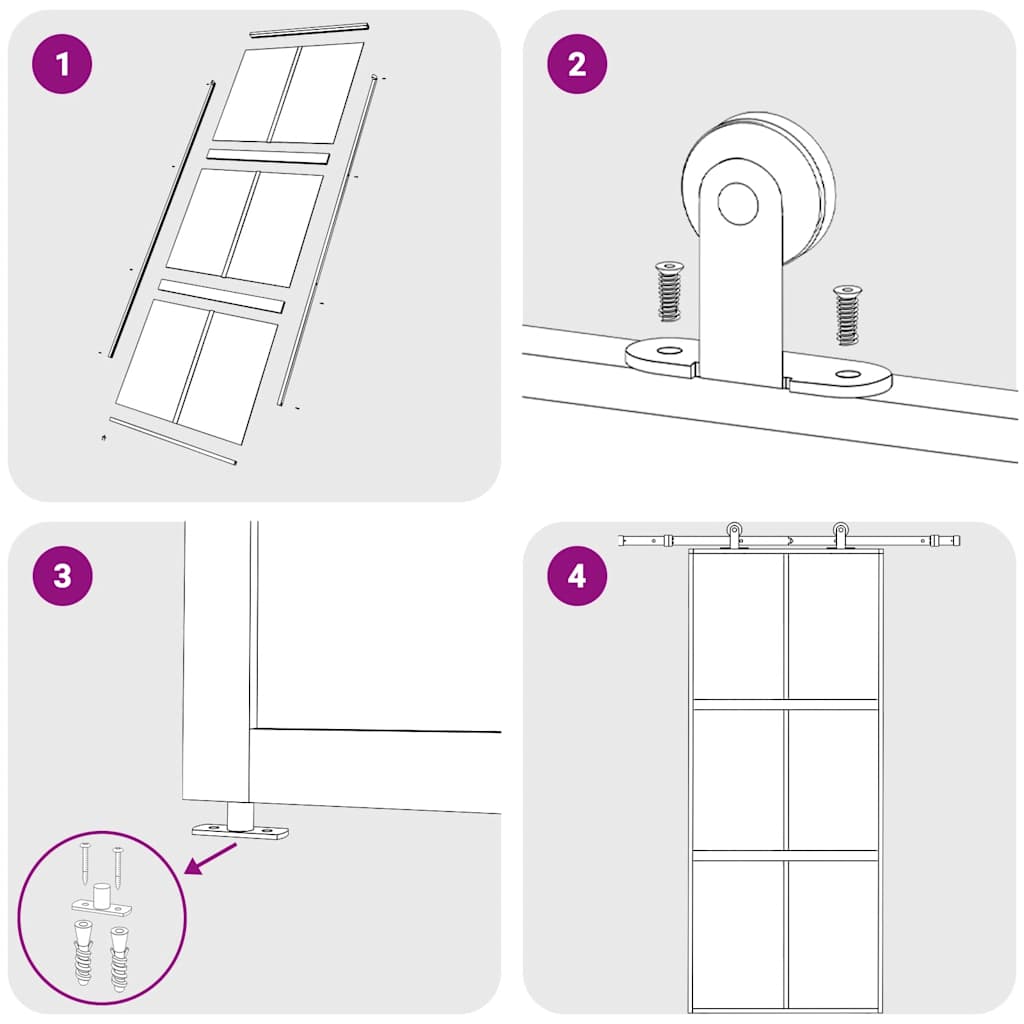 Porta deslizante 90x205 cm vidro temperado e alumínio branco