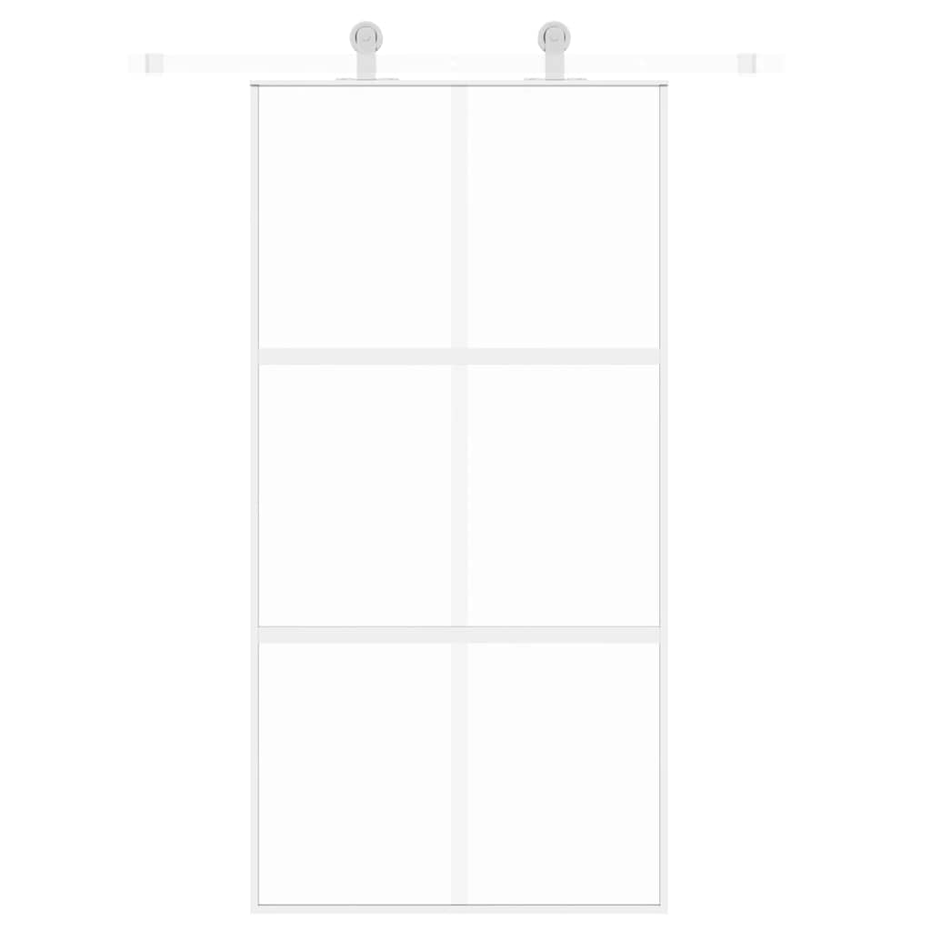 Porta deslizante 90x205 cm vidro temperado e alumínio branco