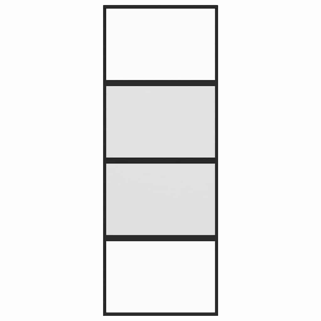 Porta deslizante 102,5x205 cm vidro temperado e alumínio preto