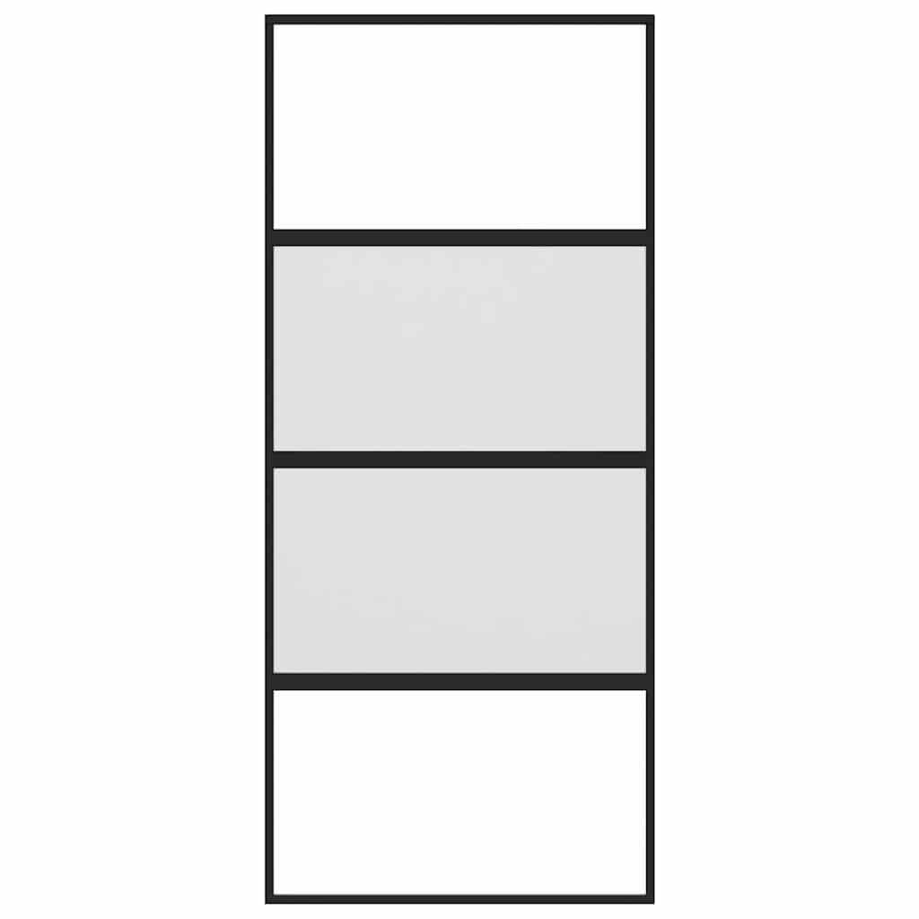 Porta deslizante 102,5x205 cm vidro temperado e alumínio preto