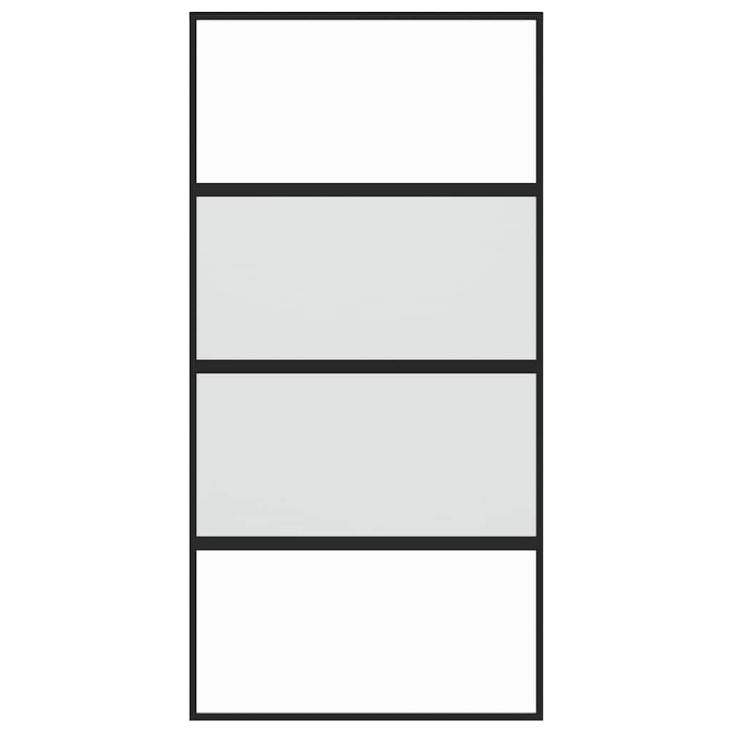 Porta deslizante 102,5x205 cm vidro temperado e alumínio preto