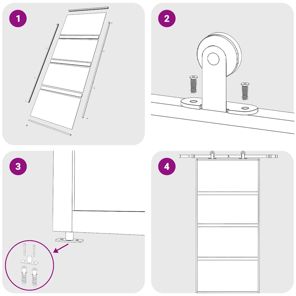Porta deslizante 102,5x205 cm vidro temperado e alumínio preto