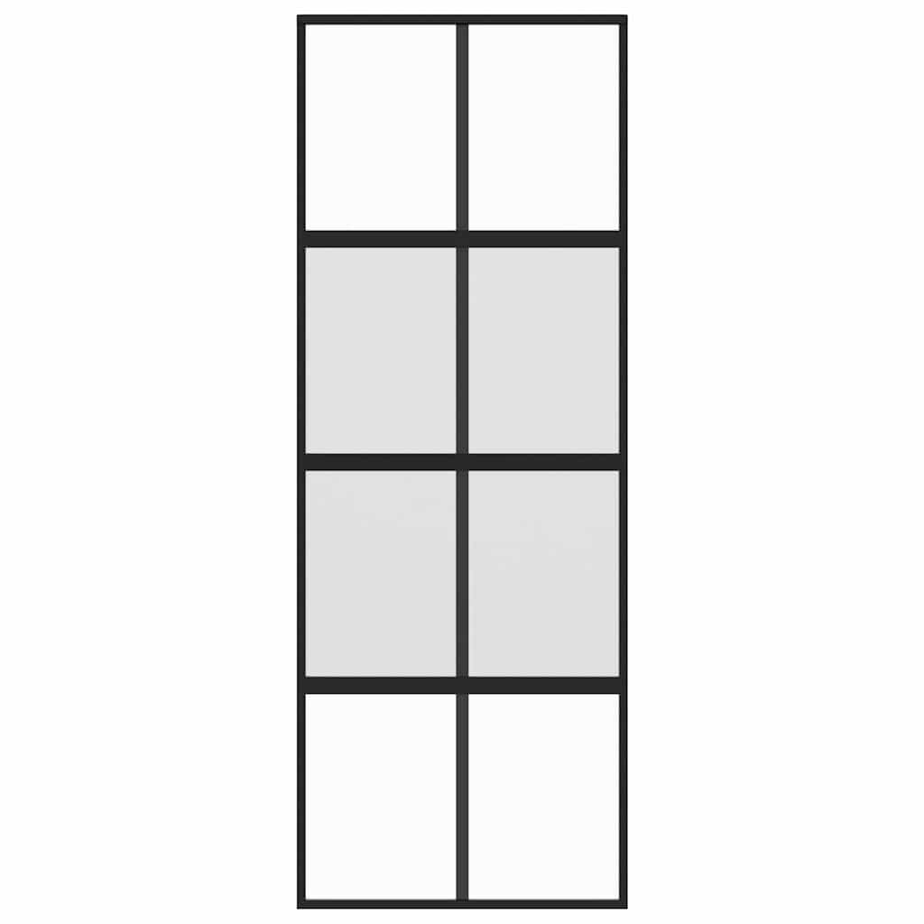Porta deslizante 102,5x205 cm vidro temperado e alumínio preto