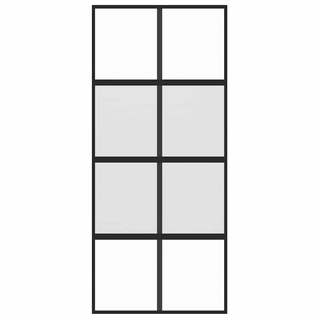 Porta deslizante 102,5x205 cm vidro temperado e alumínio preto