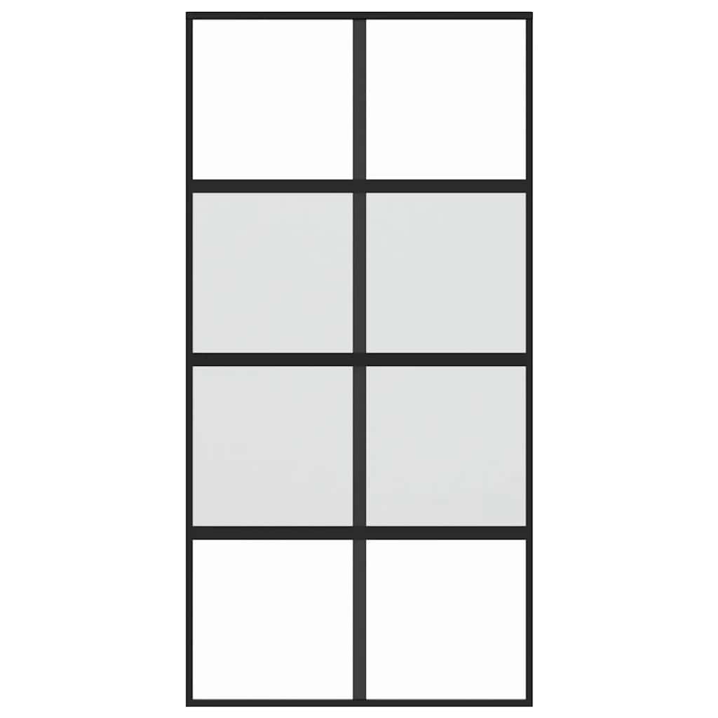 Porta deslizante 102,5x205 cm vidro temperado e alumínio preto