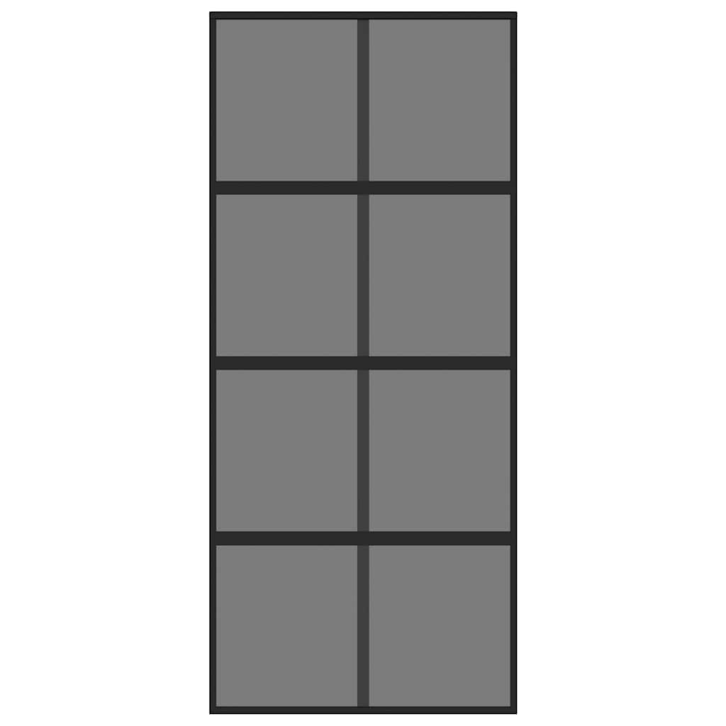 Porta deslizante 90x205 cm vidro temperado e alumínio preto