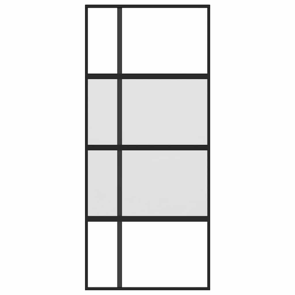 Porta deslizante 102,5x205 cm vidro temperado e alumínio preto