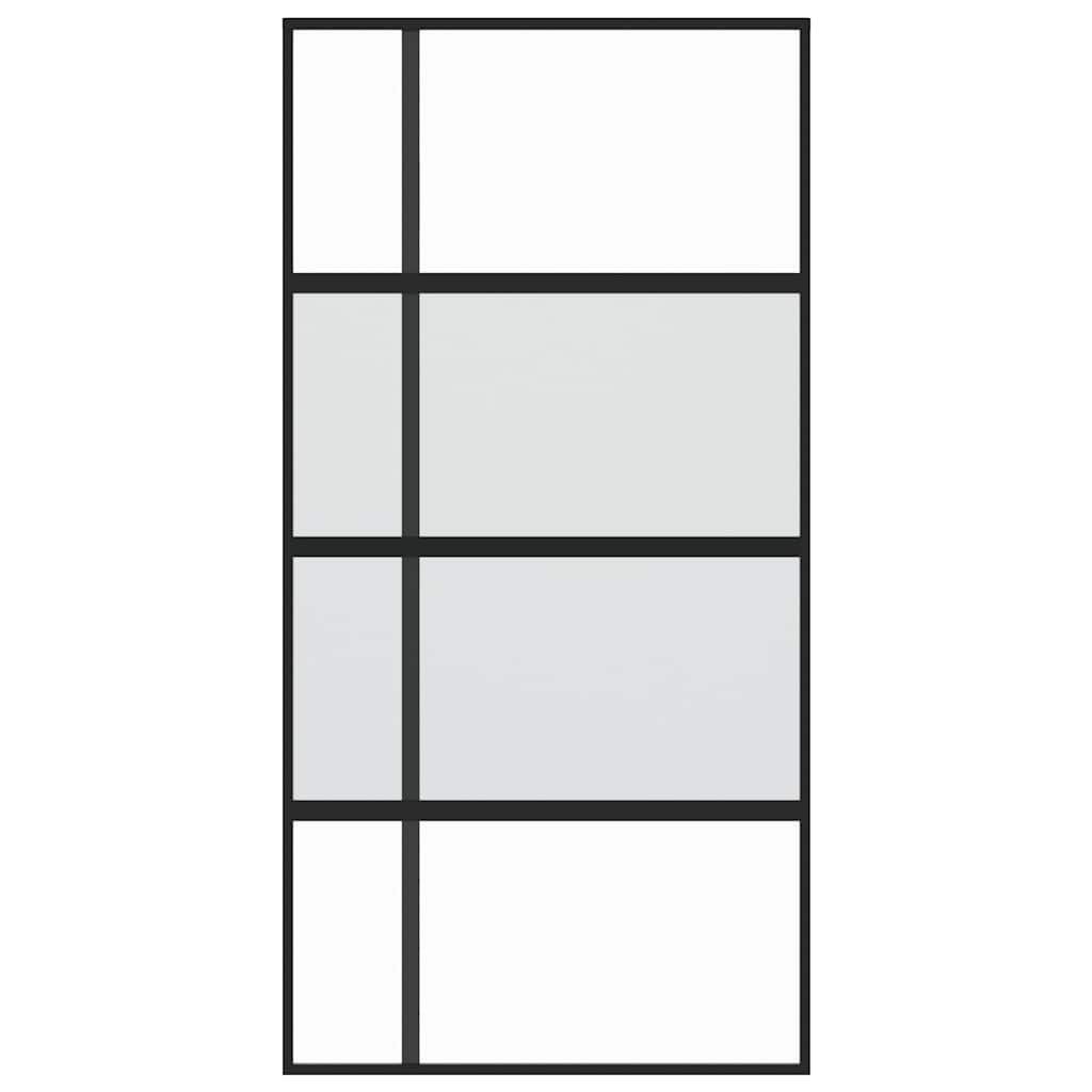 Porta deslizante 102,5x205 cm vidro temperado e alumínio preto