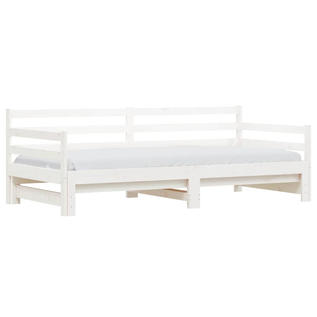 Sofá-cama com gavetão 90x200 cm madeira de pinho maciça branco