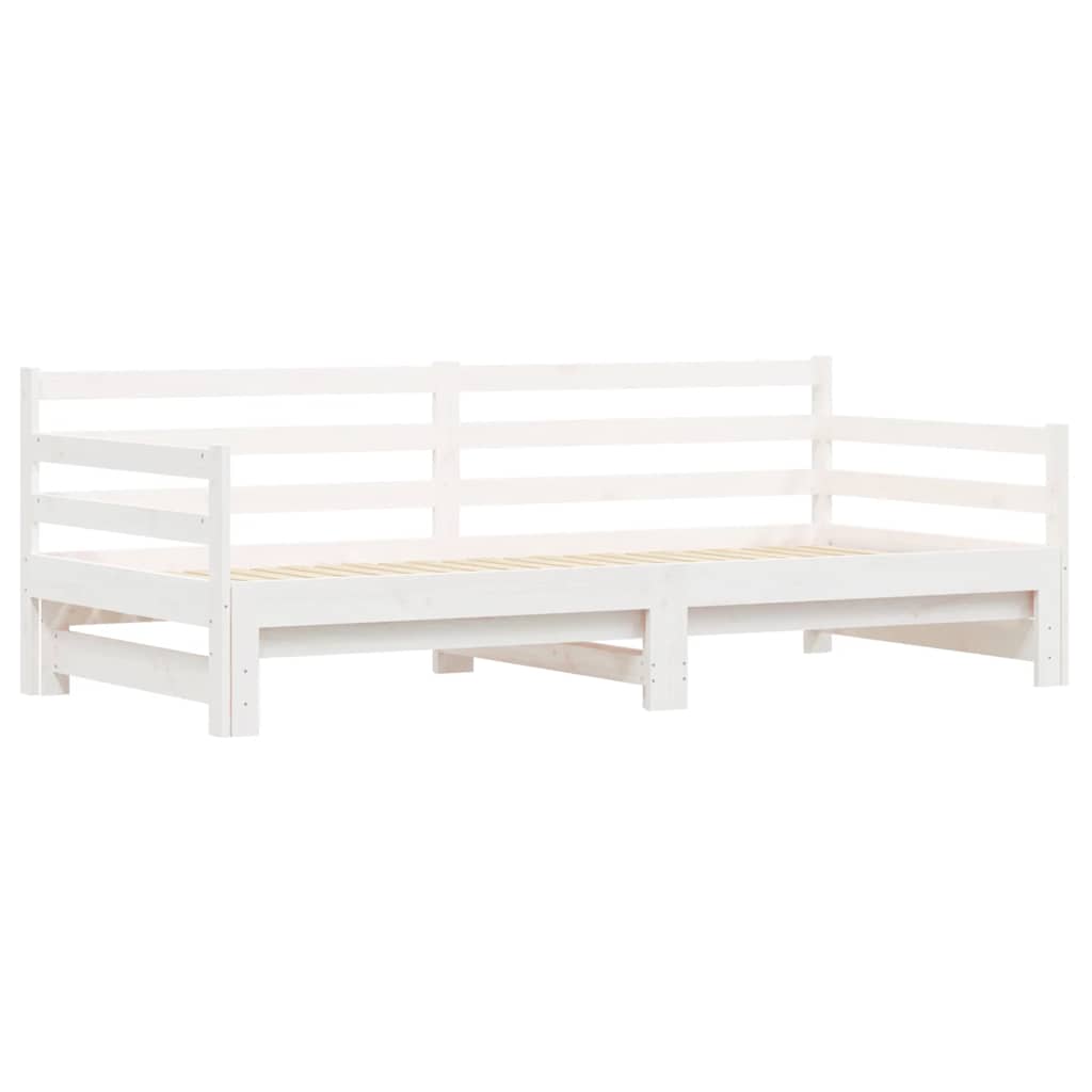 Sofá-cama com gavetão 90x200 cm madeira de pinho maciça branco